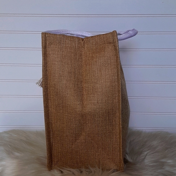 Hello Weekend Linen Look Tassled Canvas Tote Bag - Picture 7 of 12